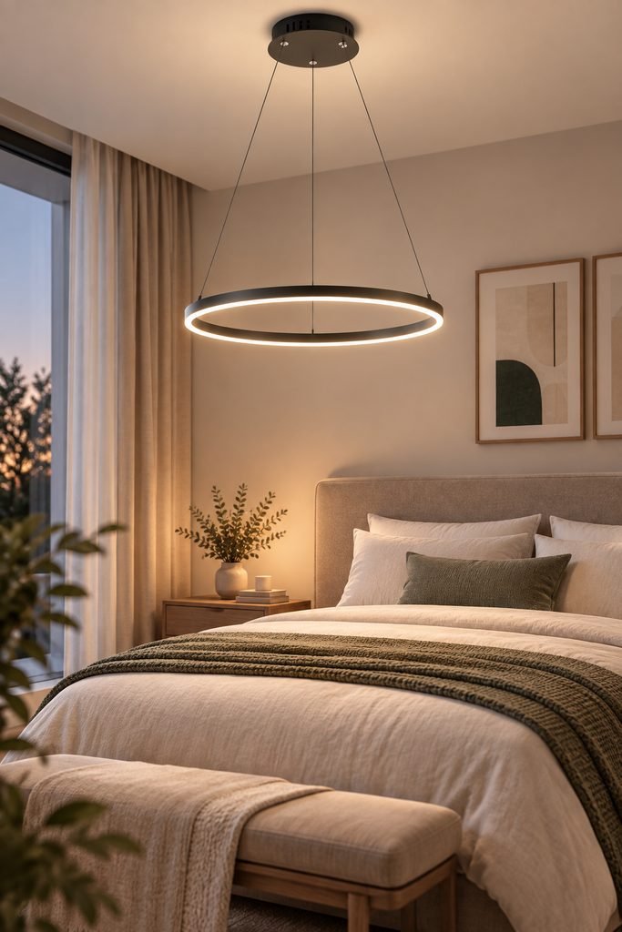 Lámpara moderna para un dormitorio elegante